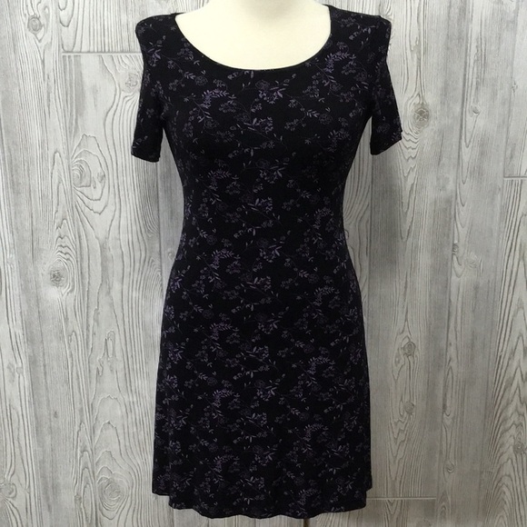 Briggs New York Petite Black & Purple Floral Small Dress - Picture 1 of 9